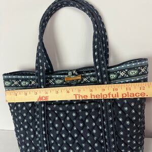 Vera Bradley Quilted Cotton Tote Navy Blue Paisley Floral Cottagecore Handbag
